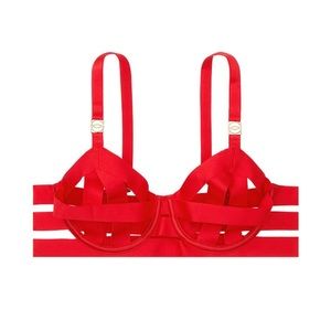 Victoria’s Secret Red Strappy Open Cup Demi Bra